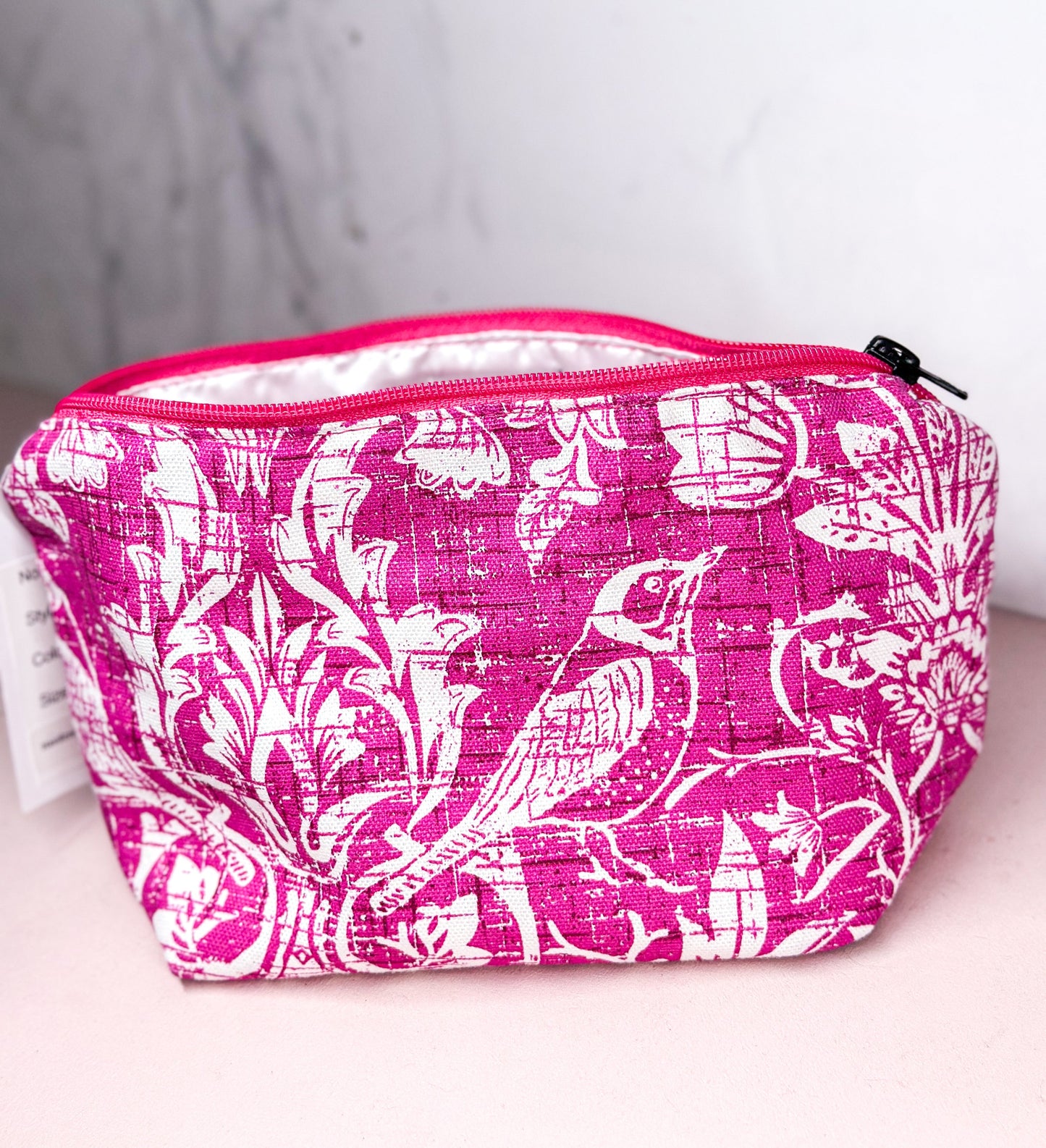 handmade cosmetic pink bag