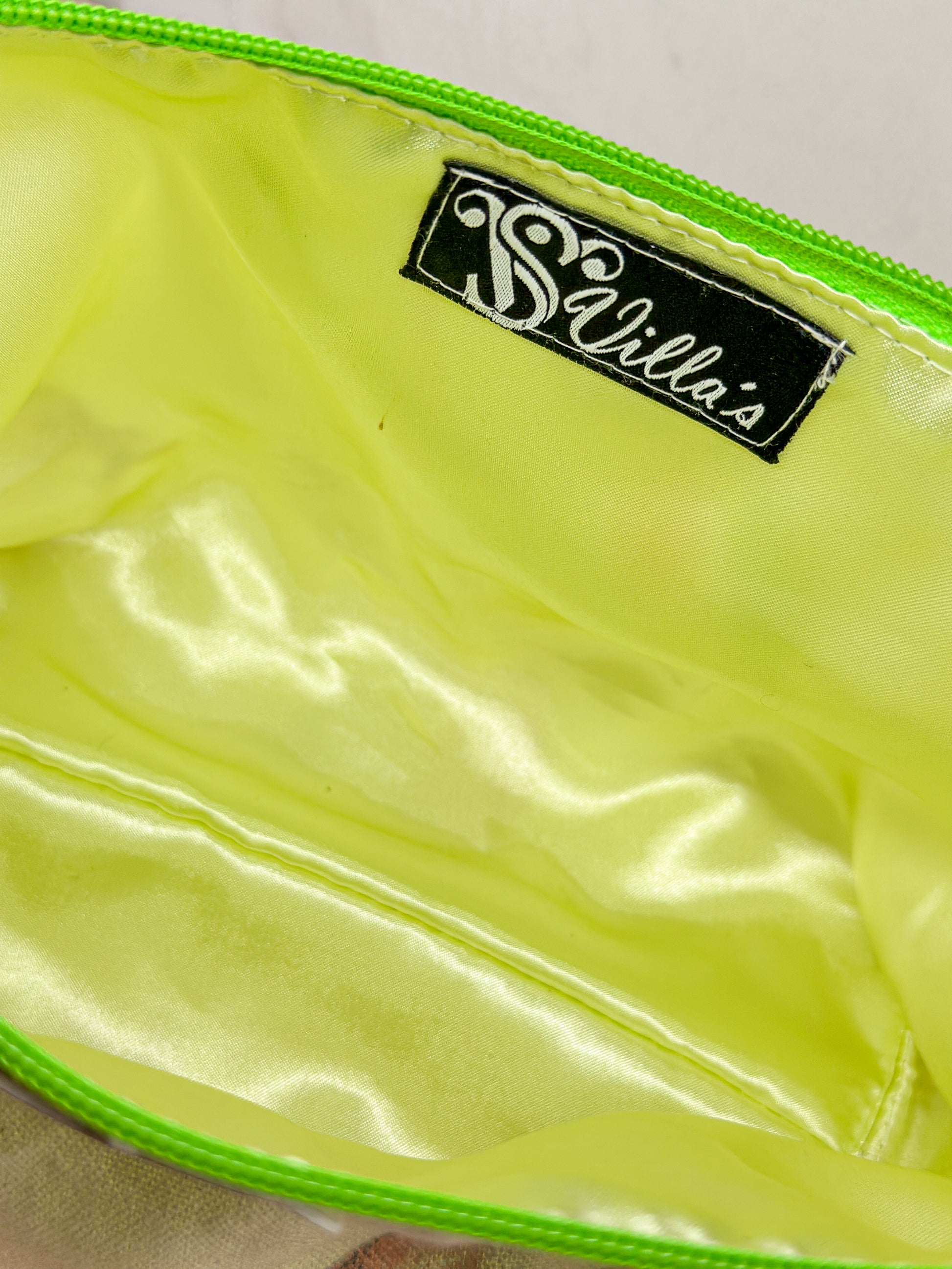 handmade green cosmetic bag